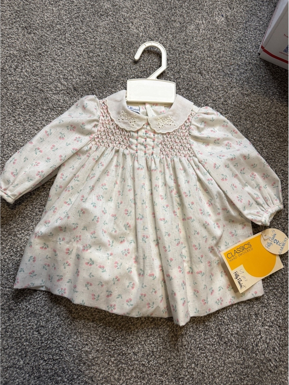 Vintage Polly Flinders Classic Hand Smocked Baby Dress 2 PC Garment Size 9M NWT